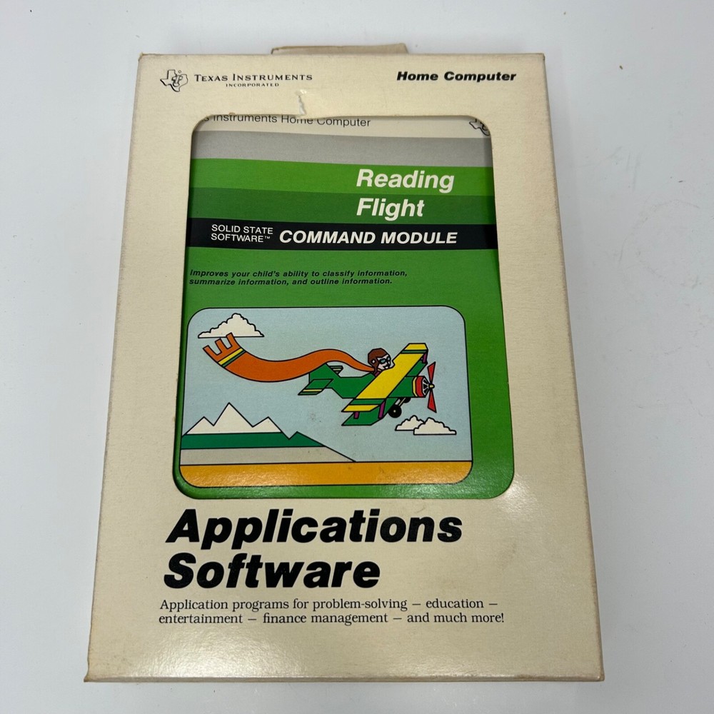 TI99-4a Home Computer Reading Flight Command Module PHM3082 Cartridge Manual Box