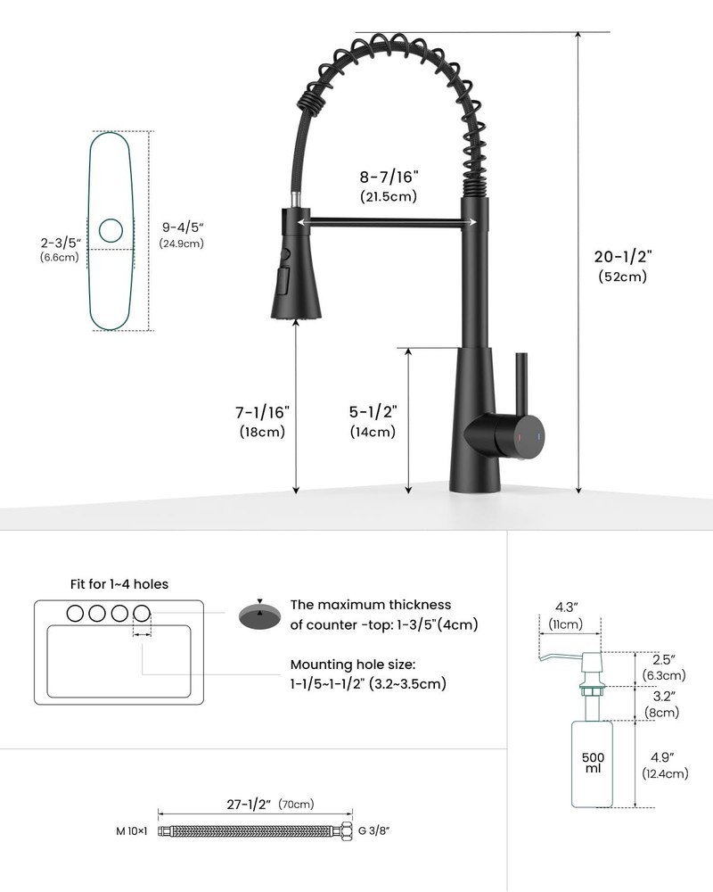 Pull Down Kitchen Faucet Touchless Black, Motion Sensor Activated Automatic K...