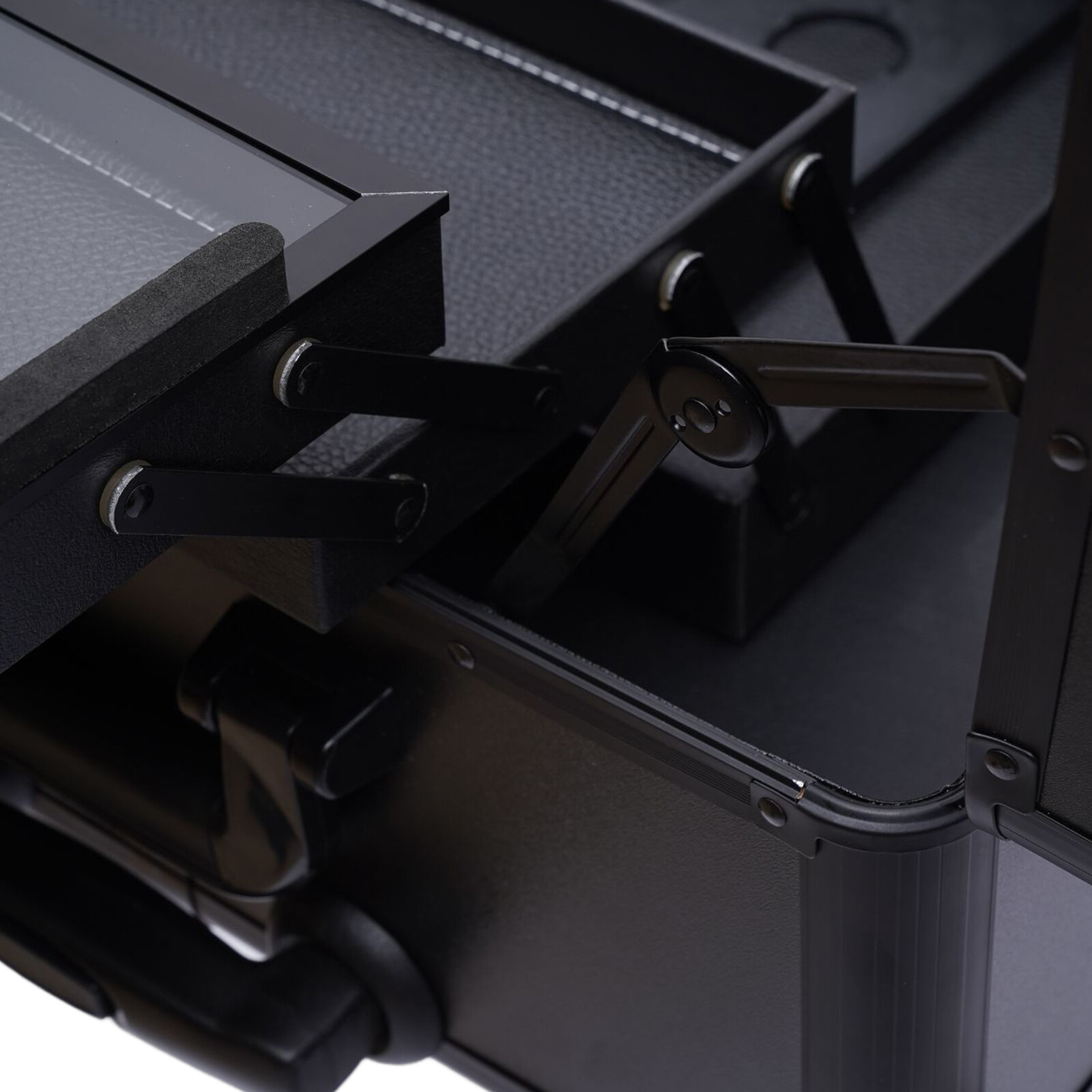 Pro Rolling Makeup Case Travel Cosmetic Trolley Organizer With LED Light Mirror