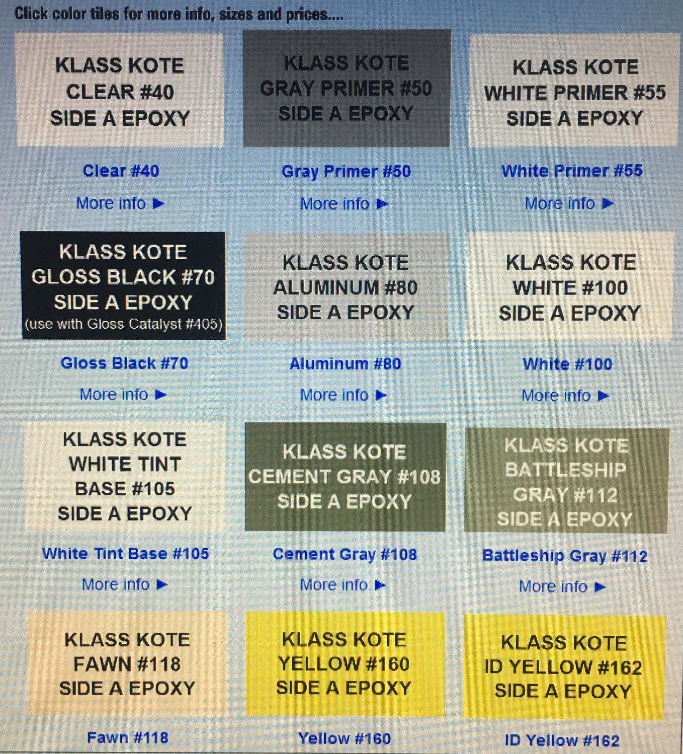 Klass Kote two part Epoxy Paint Part A 8 or 16 ounce class coat