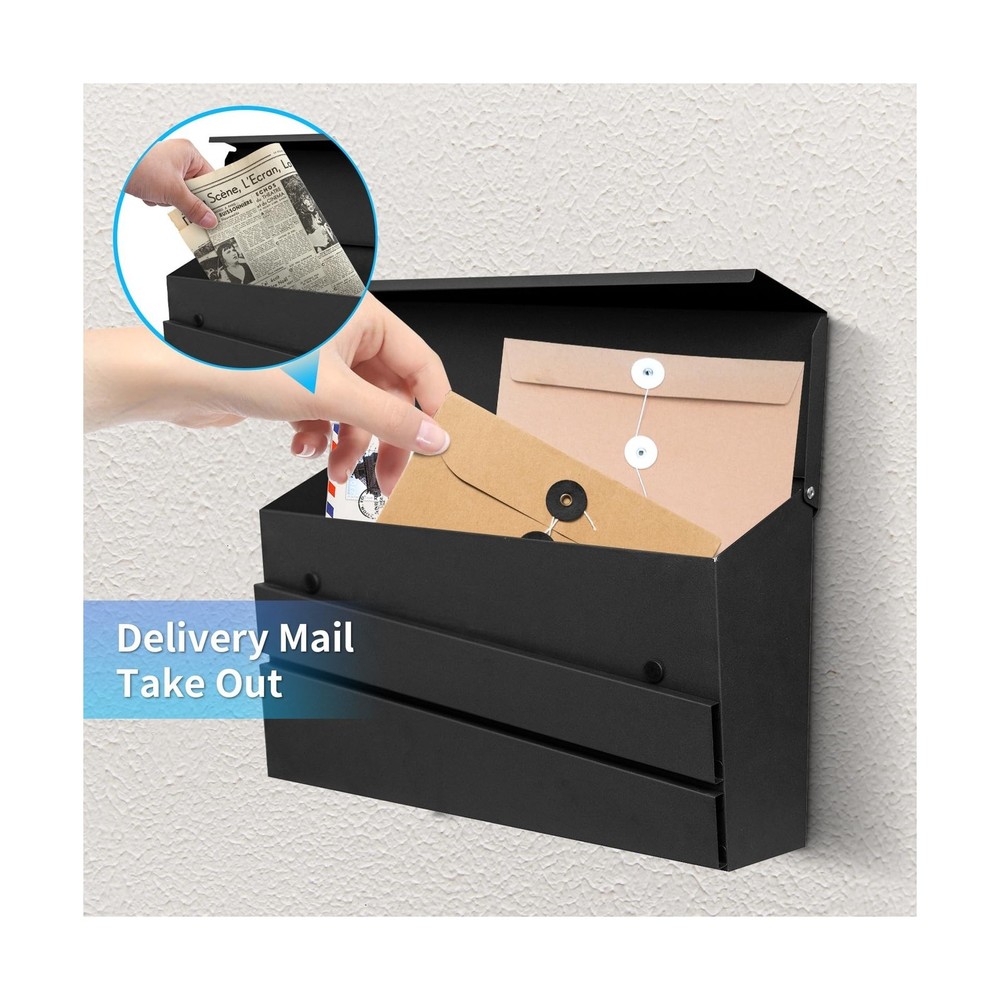 Wall-Mount Mailbox for Outside, Rust Resistant Mail Box Wall Mounted Outdoor,...