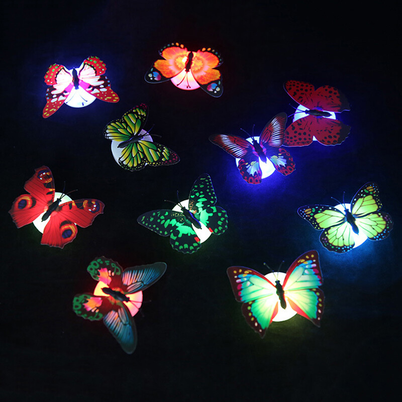 4x Butterfly LED Night Light Creative Glowing Stickable Romantic Wall Lights
