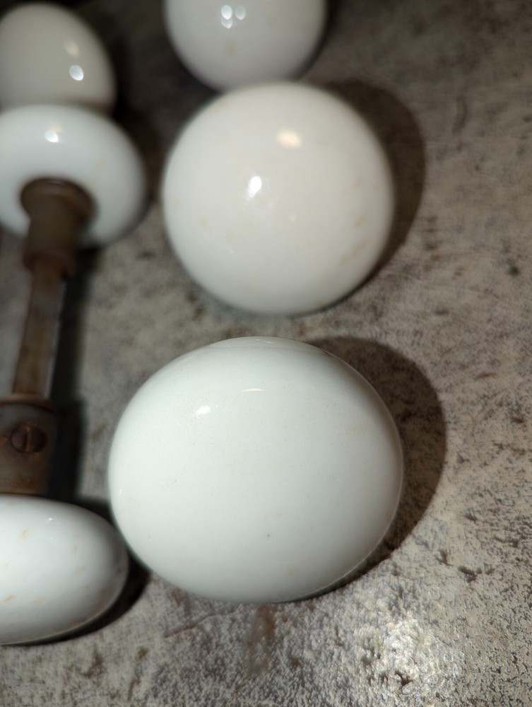 12 Antique White Porcelain Door Knobs Doorknobs Salvage Hardware Repurpose