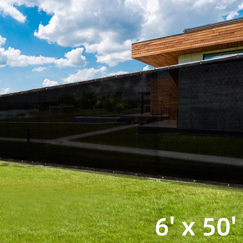 6x50FT Fence Privacy Screen Black HDPE Shade Cloth Winter Garden Patio Deck Gift