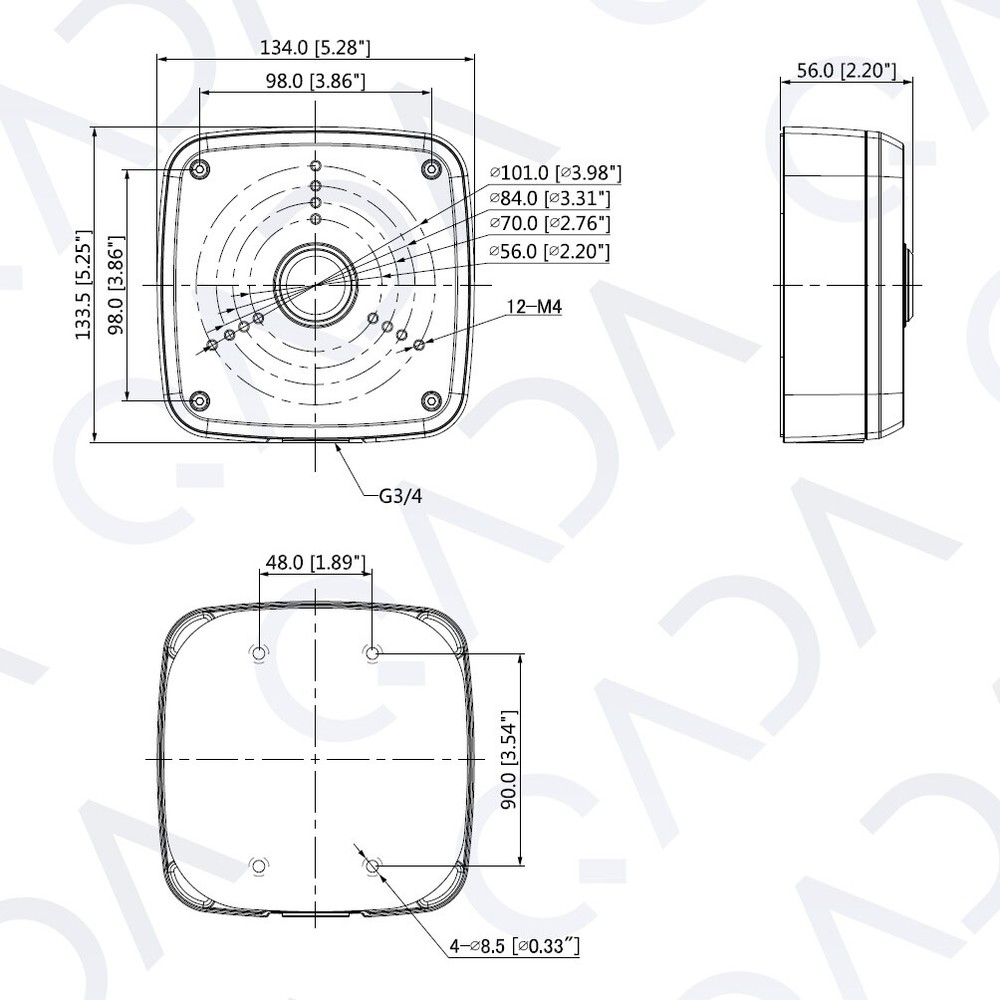 Dahua PFA122 Wall Mounting Junction Box for Select Security CCTV Camera Bracket