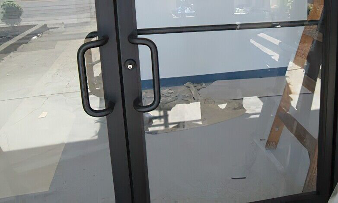 CEL Round Solid Aluminum Storefront Door Pull Handle and Push Bar Set - 10"X33"