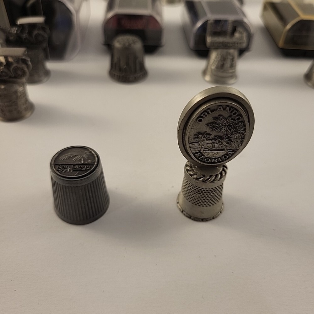 13 Pewter Thimbles Cities And States