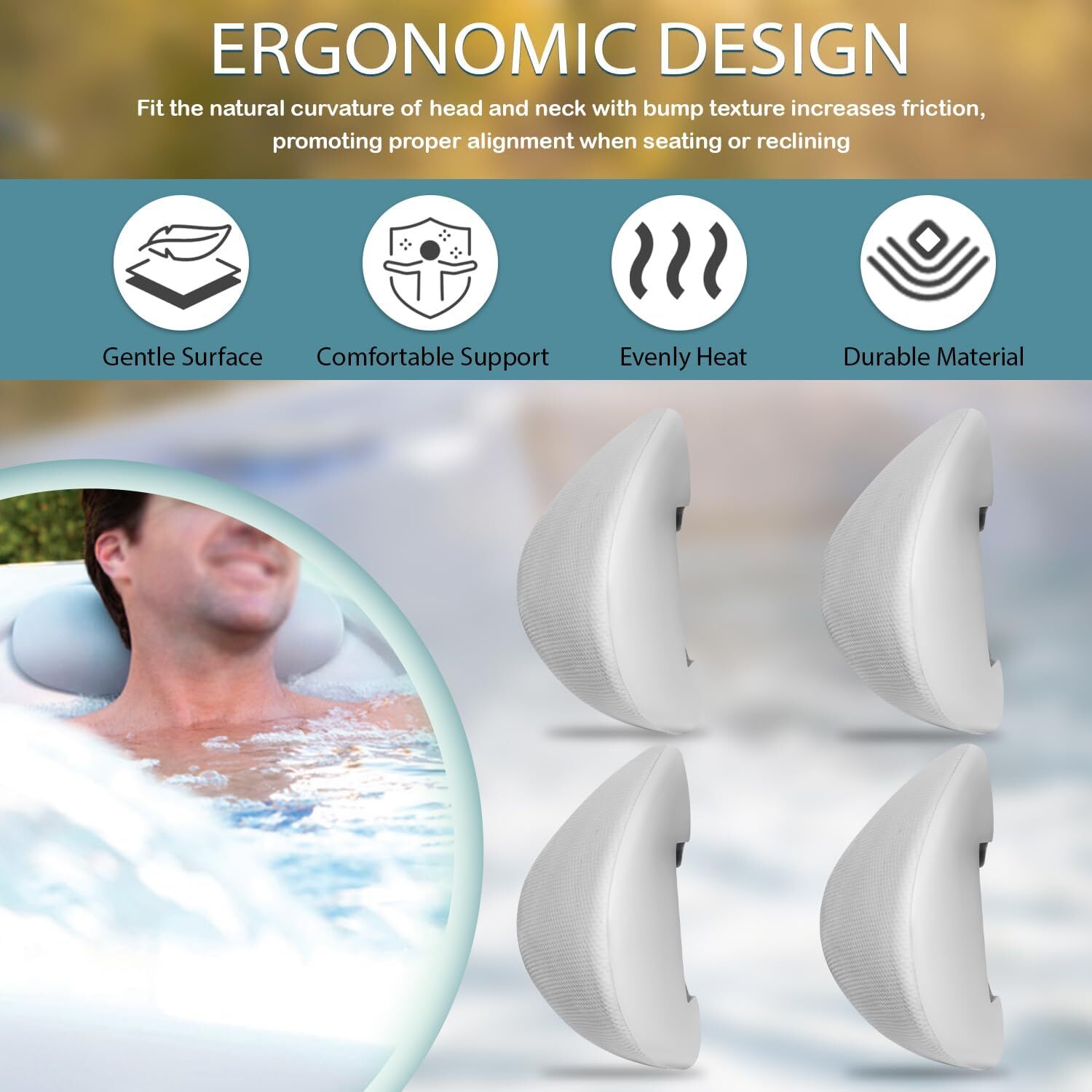 4-Pack 77444 Hot Tub Head Rest Pillows for Hot Spot Relay, Rhythm, SX, Tempo, TX