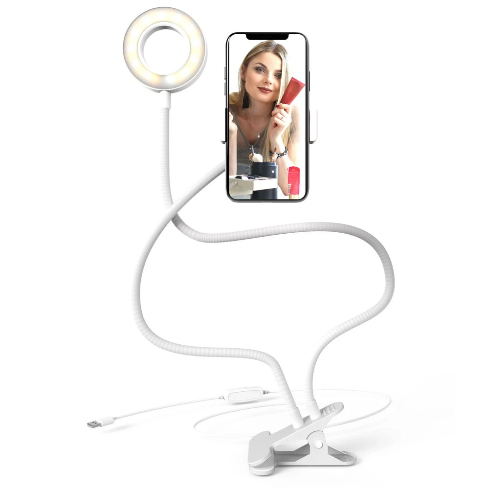 Bower 24-Inch Flexible LED Ring Light Desk clip - Multiple Brightness Settings