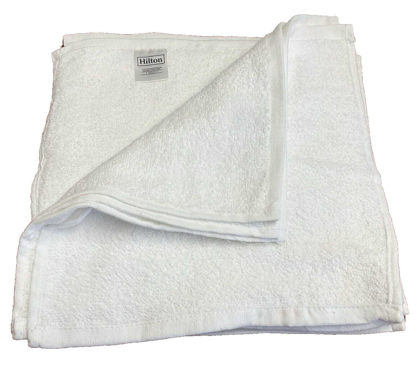 Lot of 12 Hilton Sobel Westex White Washcloths 100% Cotton 12” x 12”