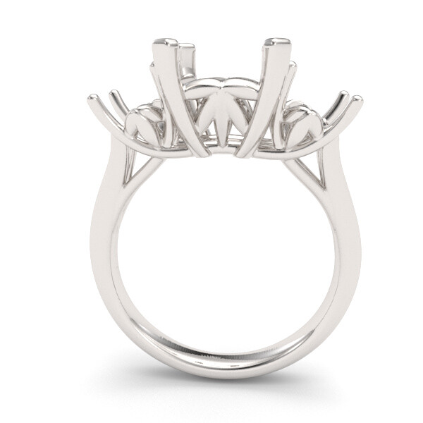 Emerald Cut & Oval Three Stone Ring 14k Solid Gold