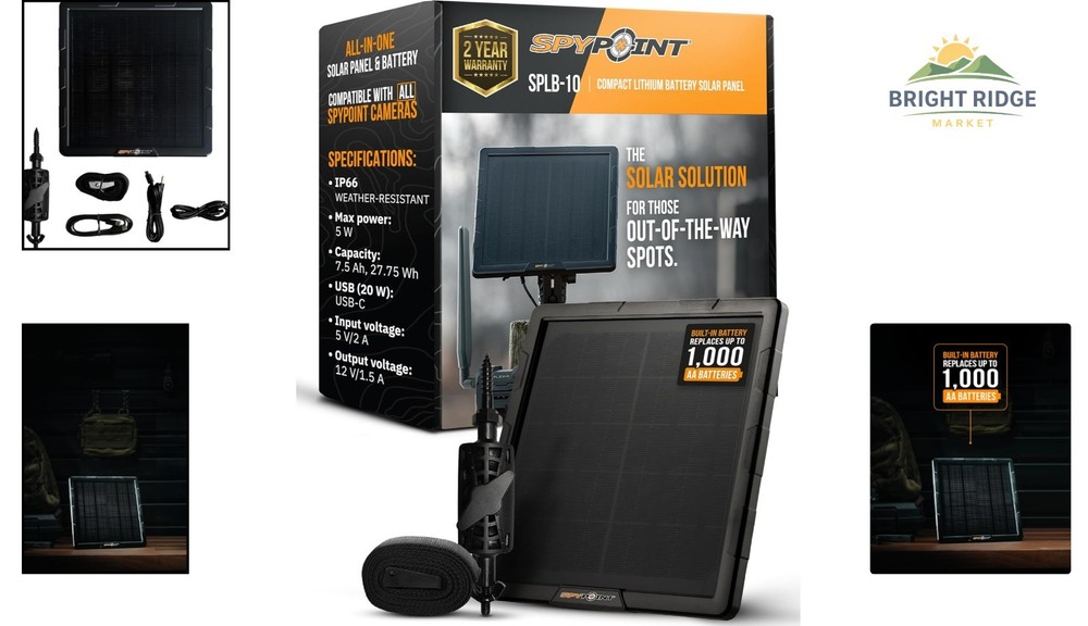 Trail Camera Solar Panel with Internal Lithium Battery and Compact Design