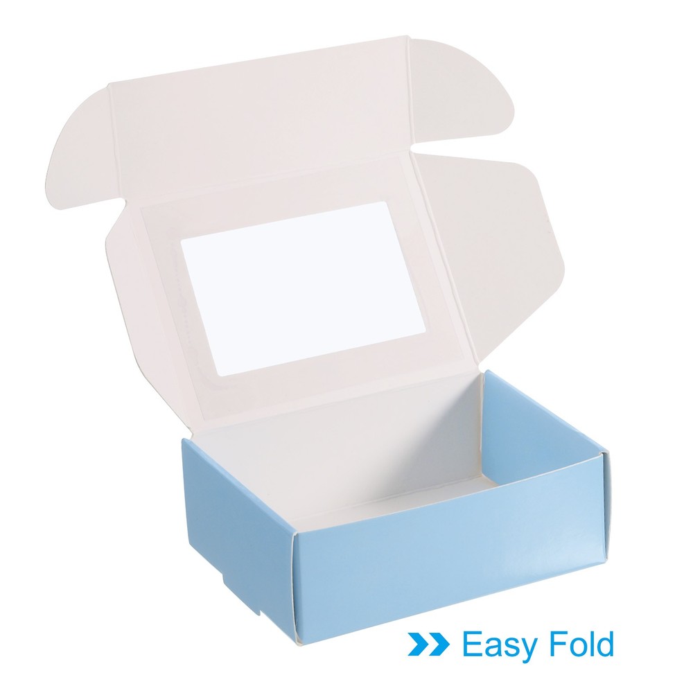 30 Pack 3.5"x2.5"x1" Paper Soap Box with Window Soap Boxes Rectangle Blue