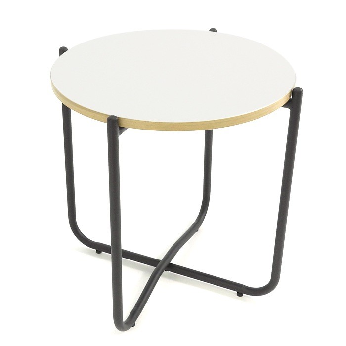 Round Folding Side Table, Reversible Top Black/White, 40cm