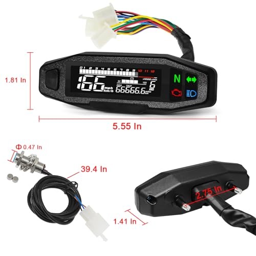 Motorcycle Speedometer 9-16V Universal Motorcycle Gauge Cluster with Digital
