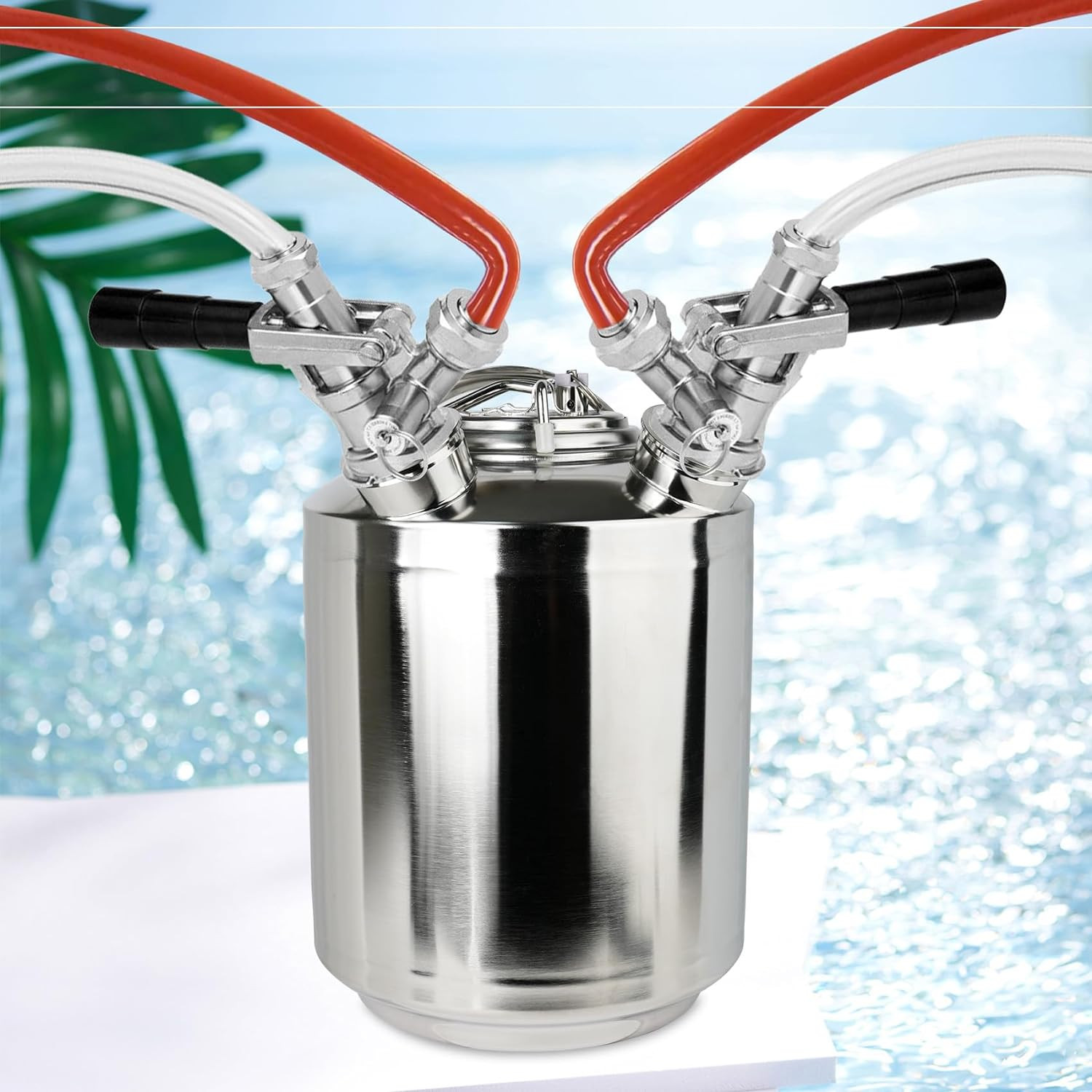 2.5 Gallon/10 L Cleaning Keg, Beer Line Cleaning Kit with 2 D Coupler Made of St