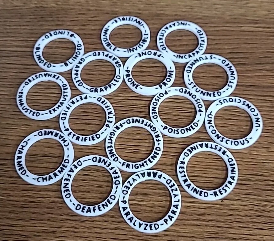 Condition Rings - 15 Pack - 3d Printed - DnD D&D Dungeons And Dragons