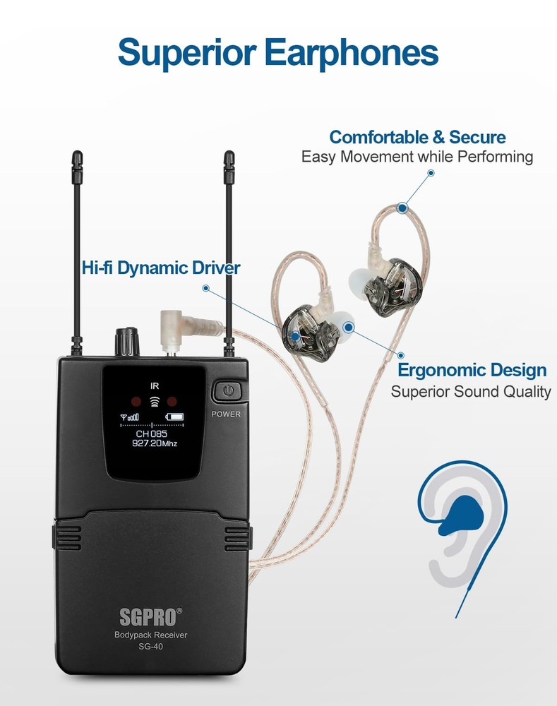 Wireless IEM System - Metal Transmitter, Expendable Bodypack Receiver with Earph
