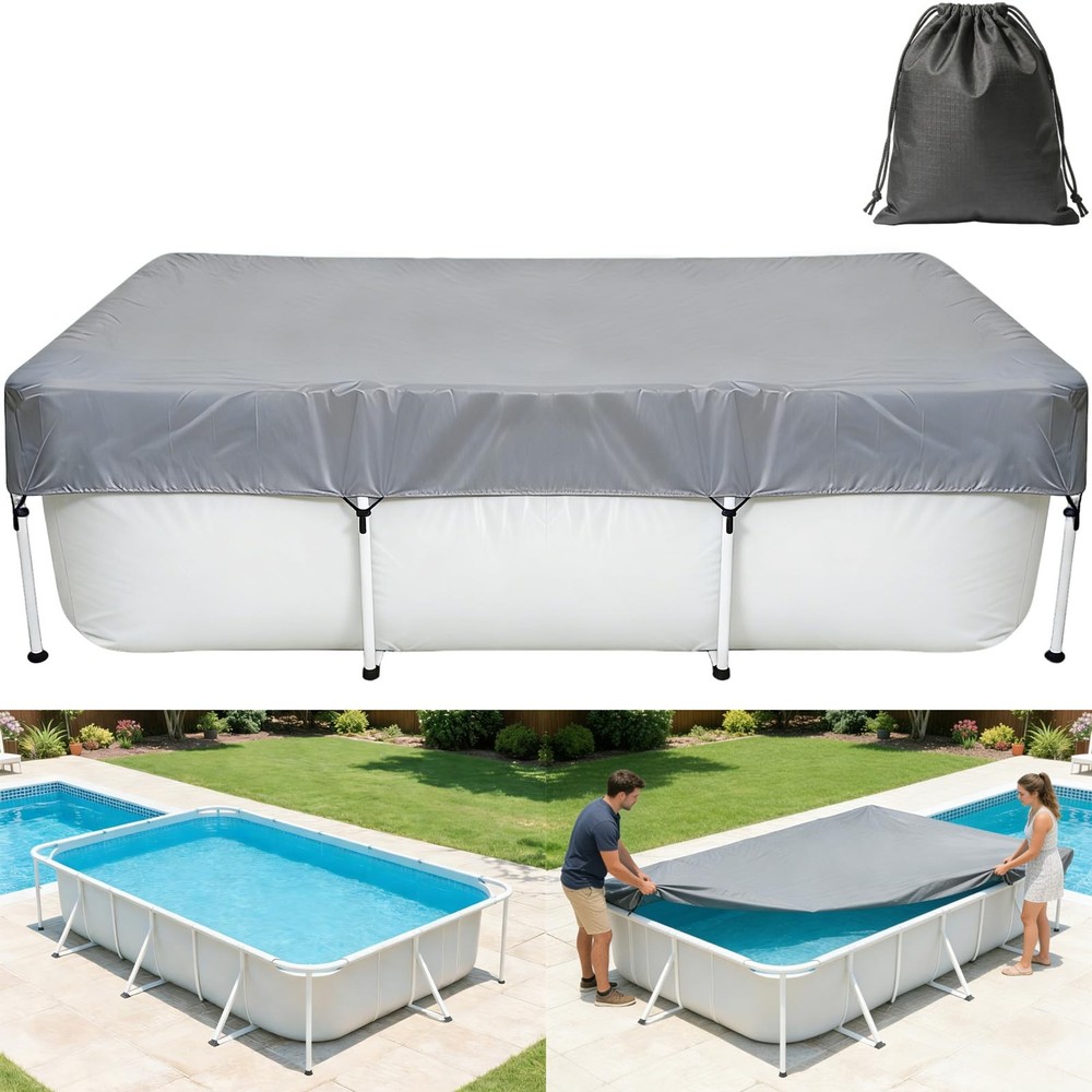 118 x 78 inch Rectangle Pool Cover 9.8 x 6.5 ft Rectangular Frame Pool Covers...