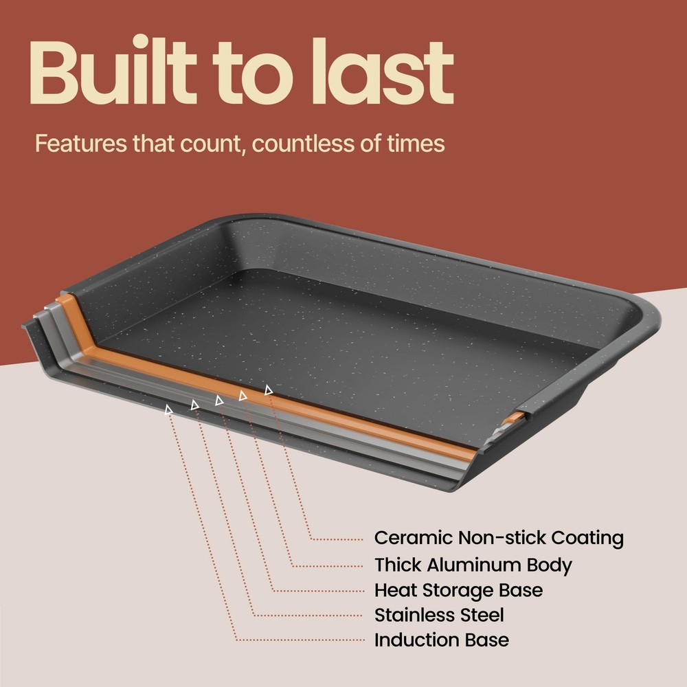 Bakken 4-Piece Bakeware Sets Nonstick Carbon Steel Baking Sheet Stackable