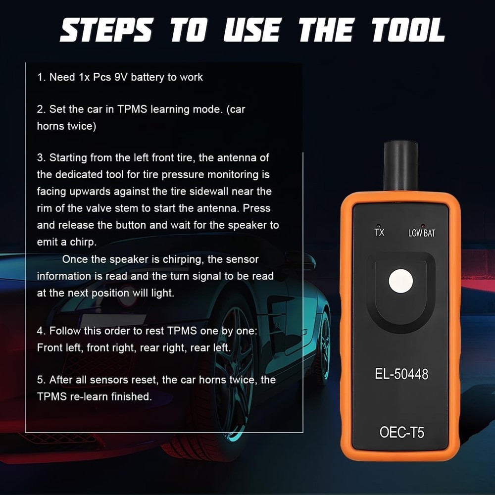 Digital TPMS Tool for Tire Sensor Activation - Compatible with Most Vehicles