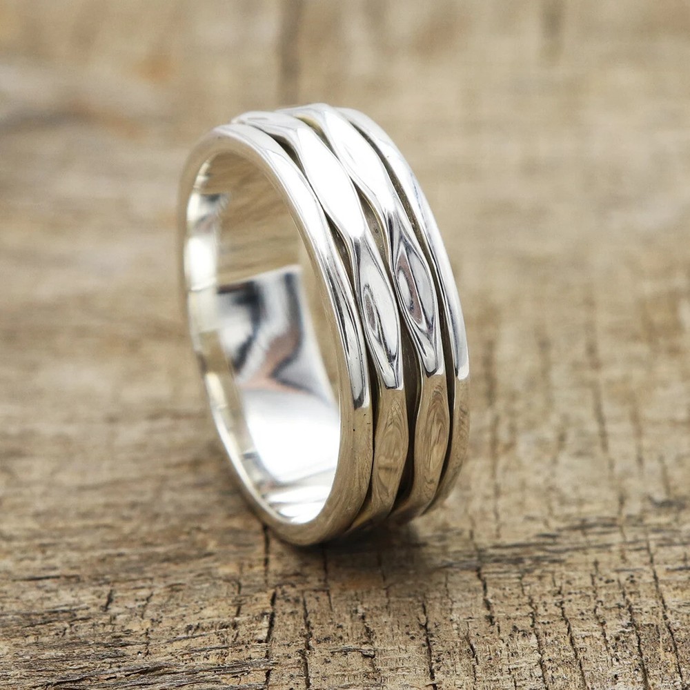 Heavy Spinner Ring Solid 925 Sterling Silver Statement Handmade Ring All Size