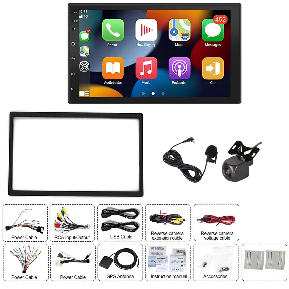 Double Din Stereo Pathfinder 00-04 7" Touchscreen Wireless CarPlay Android Auto