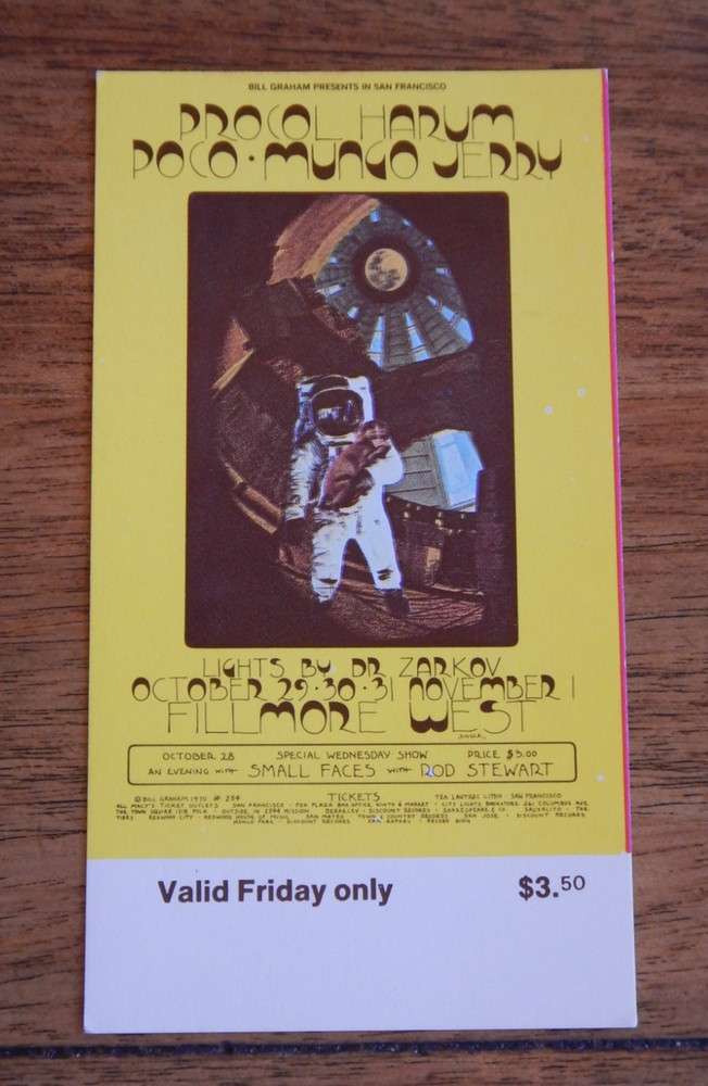 1970 PROCO; HARUM, POCO BG 254 BILL GRAHAM FILLMORE FRIDAY TICKET, SINGER