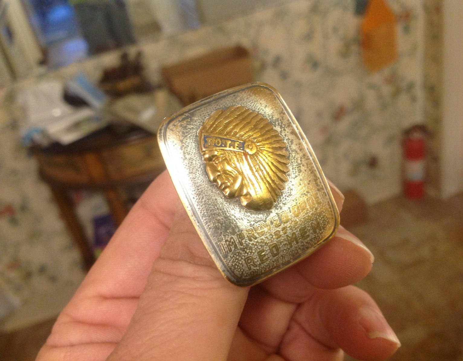 Indian Headdress TOTE Improved Order of Red Men RARE Hickok Belt Buckle BRONZE