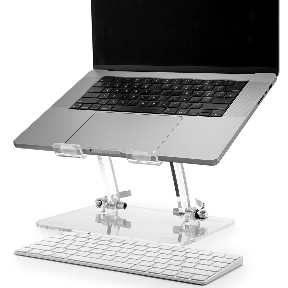 DuraClear Acrylic Laptop Stand for Desk – Ergonomic Adjustable Acrylic Comput...