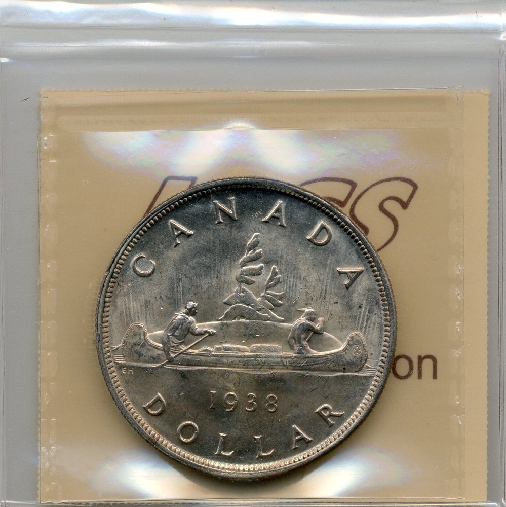 1938 Canada Silver Dollar - Choice Uncirculated, ICCS MS 63