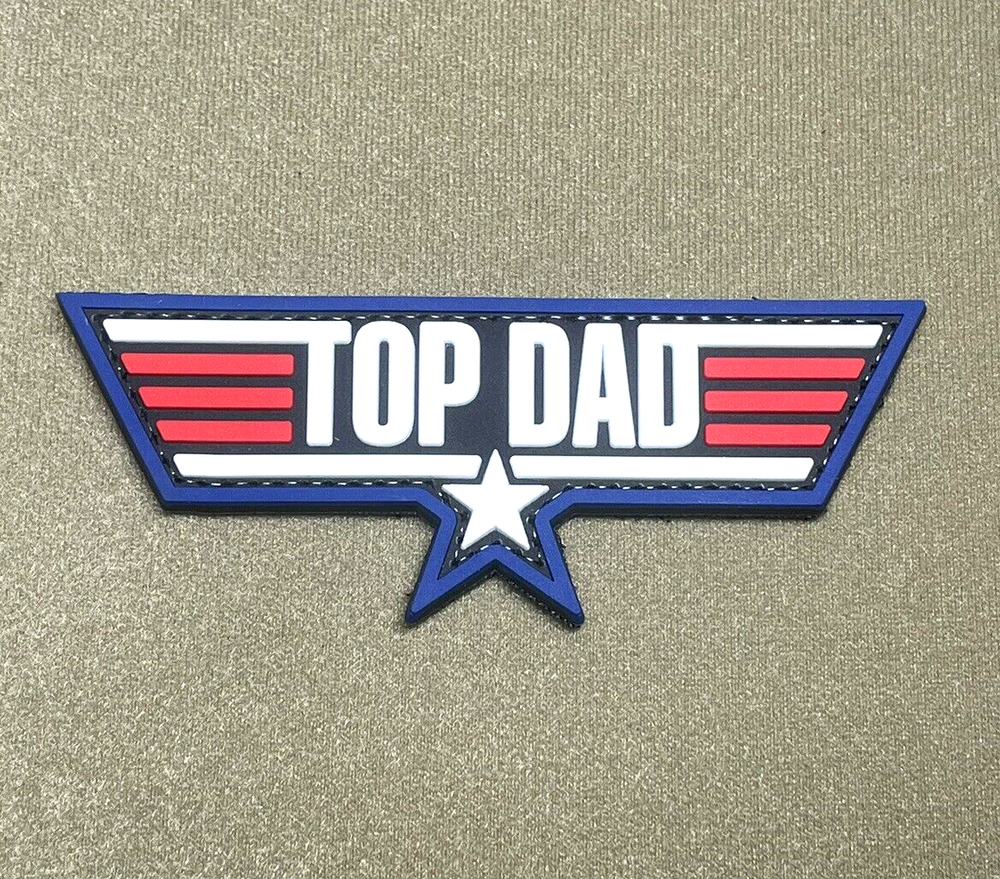 Top Dad PVC Patch - Tactical Morale Patch - Hook Back Gun Air Force Patch