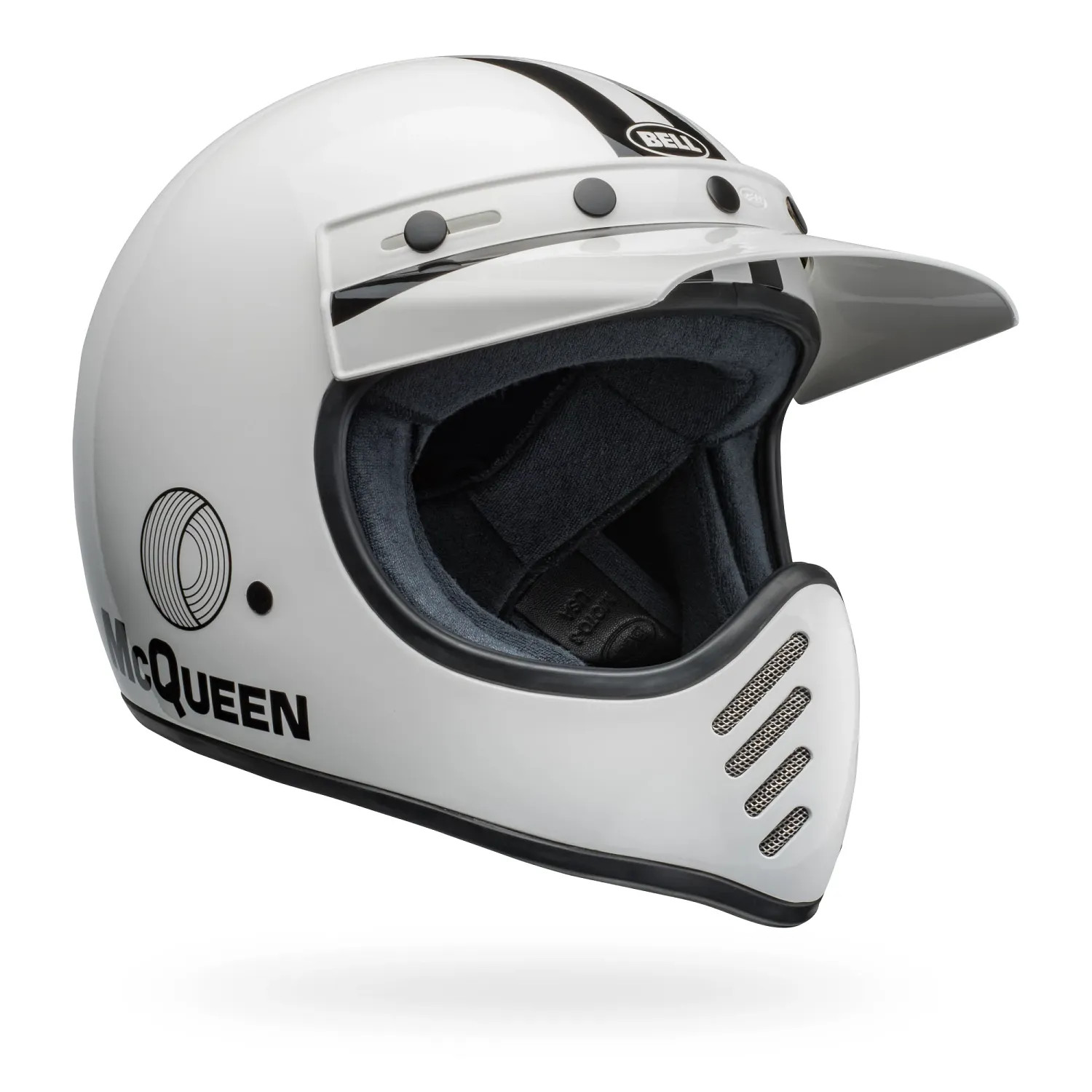 Bell Moto-3 Full Face Motorcycle Helmet Steeve McQueen White Large