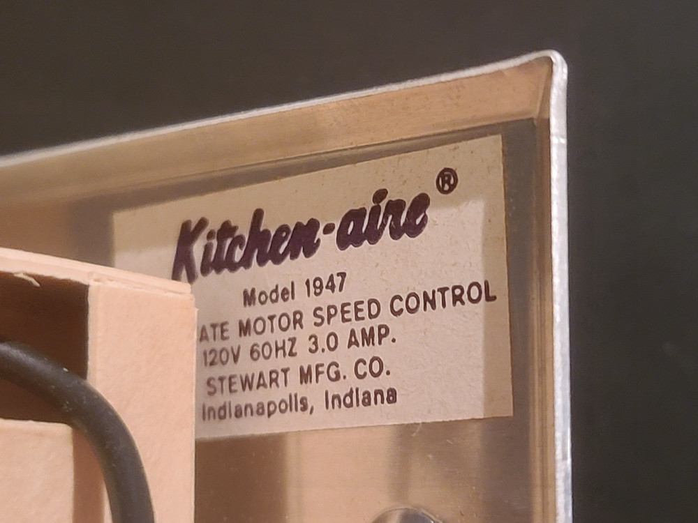 NEW IN BOX Kitchen-Aire Solid State Motor Speed Control Model 1947