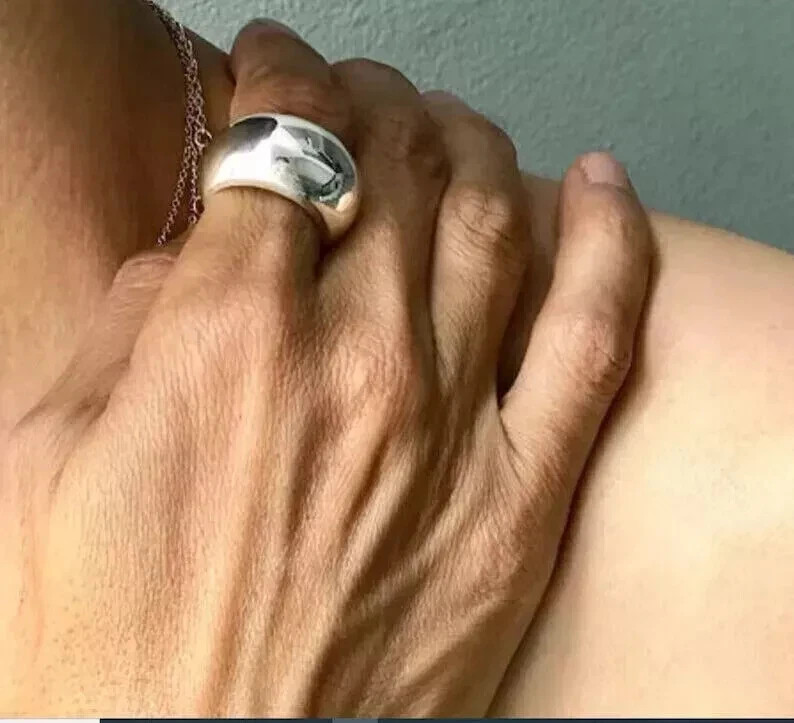 Chunky Large Domed Ring 925 Sterling Silver Ring Thick Wide Band Statement Ring