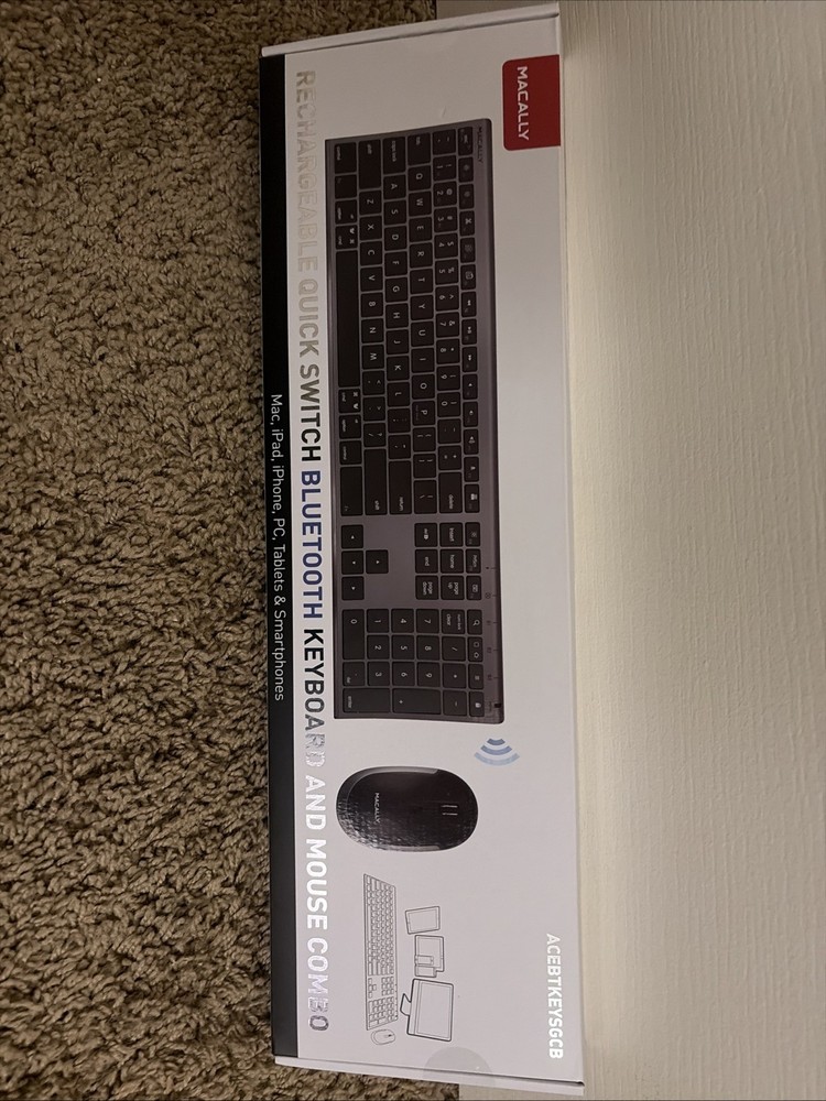 Macally Space Gray Bluetooth Wireless Keyboard And Mouse For Mac Multi Device
