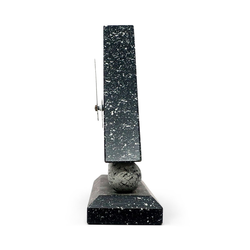 1980s Triangular Black Splatter Paint Desk Clock
