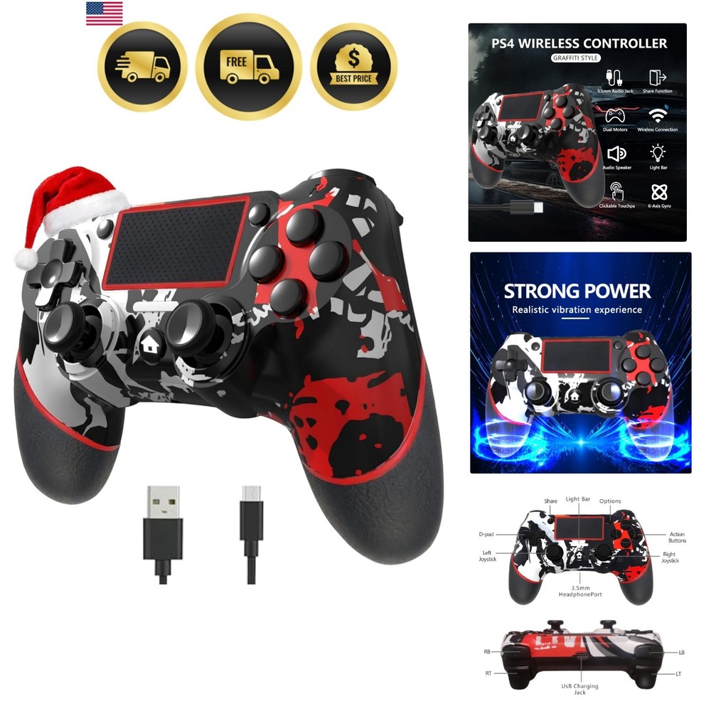 Wireless Controller for Ps4 Romote Compatible with Ps4/Slim/Pro/Windows PC, C...