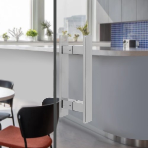 H-shaped Sliding Door Pull Handle, Double Sided Push Pull Door Handle, Silver