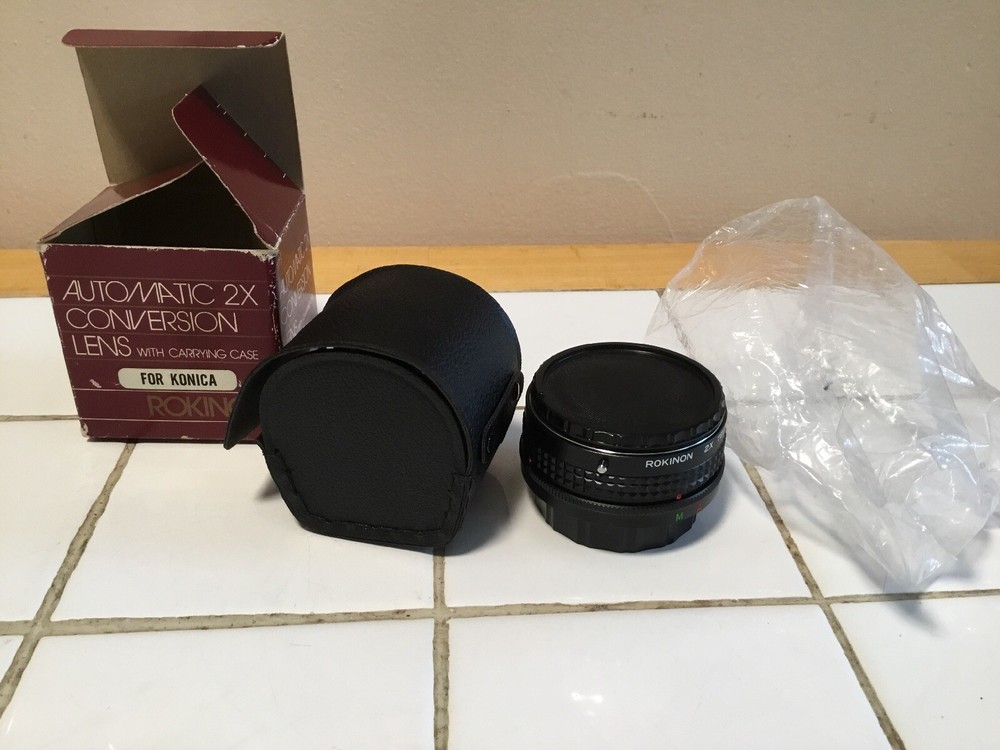 NEW ROKINON Automatic 2x Conversion Lens With Carring Case For KONICA