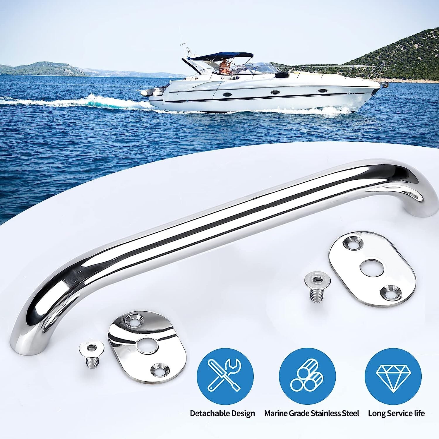 Stainless Steel Marine 12" Marine Grab Handle Handrail Polished Universal