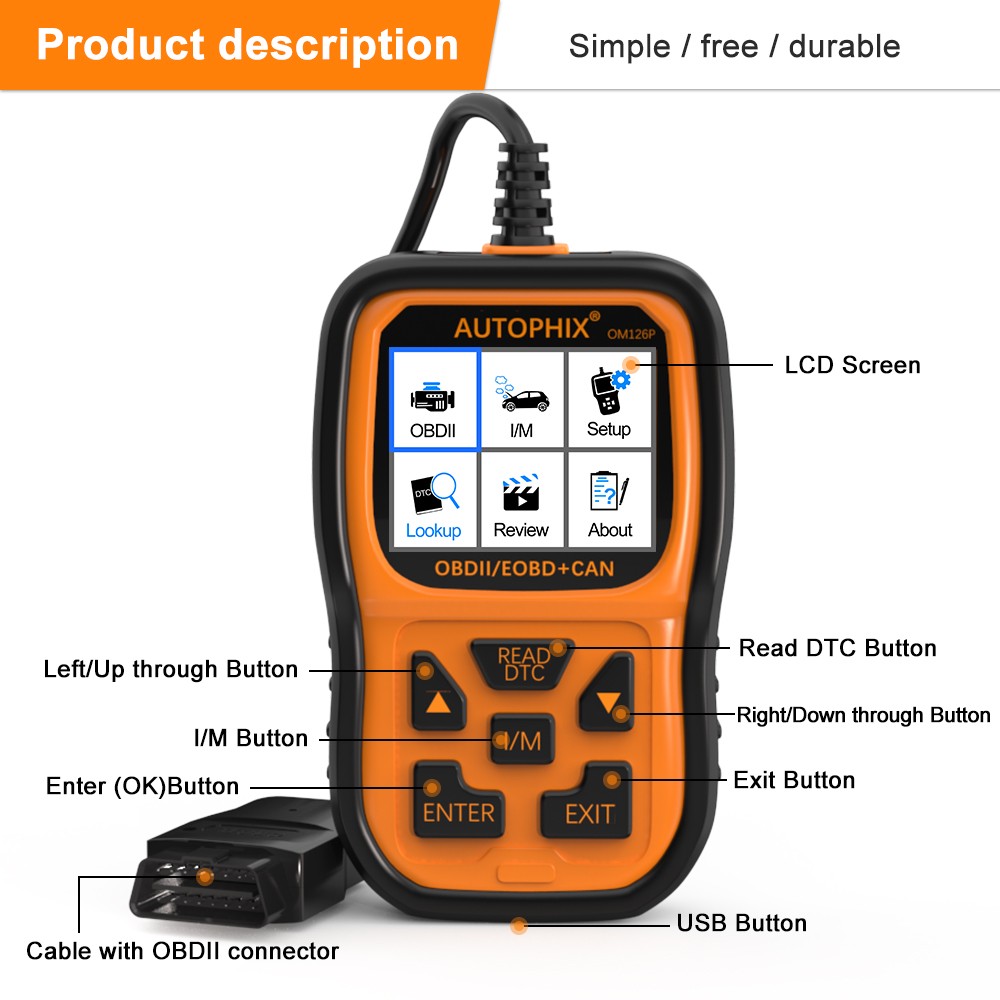 AUTOPHIX OM126P OBD2 Scanner Check Engine Enhanced Code Reader Auto Diagnostic