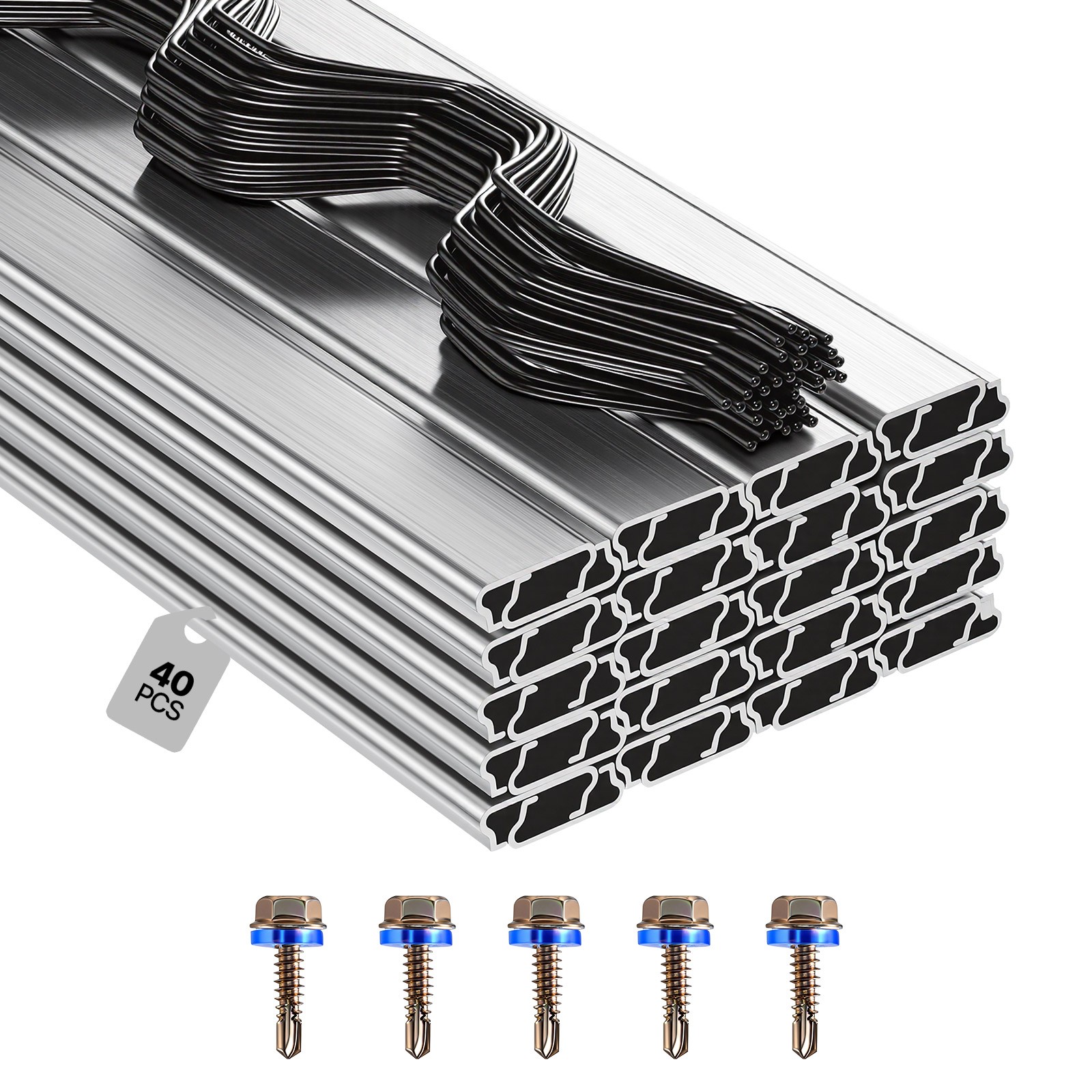 VEVOR Greenhouse Spring Wire & Lock Channel Aluminum Alloy 40 Packs 6.56 ft