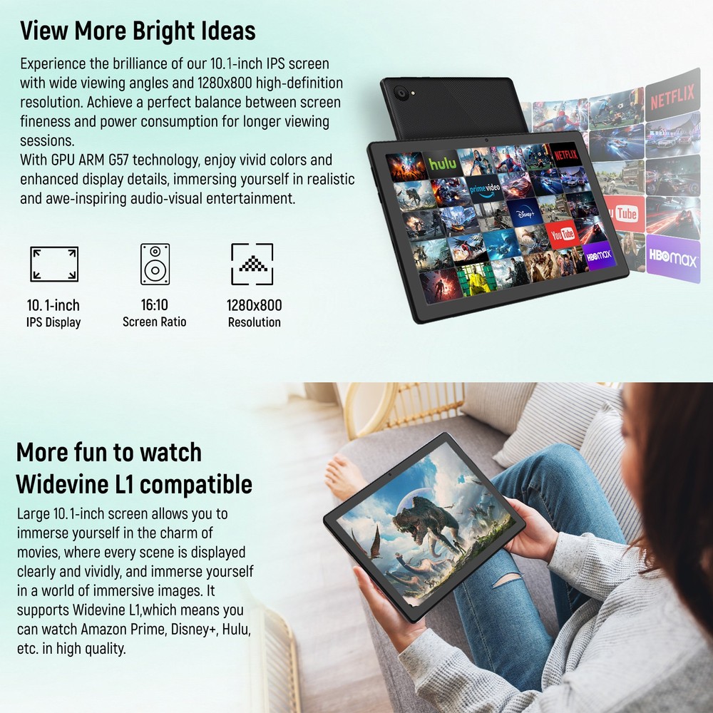 Android 15 Tablet 20GB RAM 64GB ROM IPS LCD HD Touchscreen Dual Camera