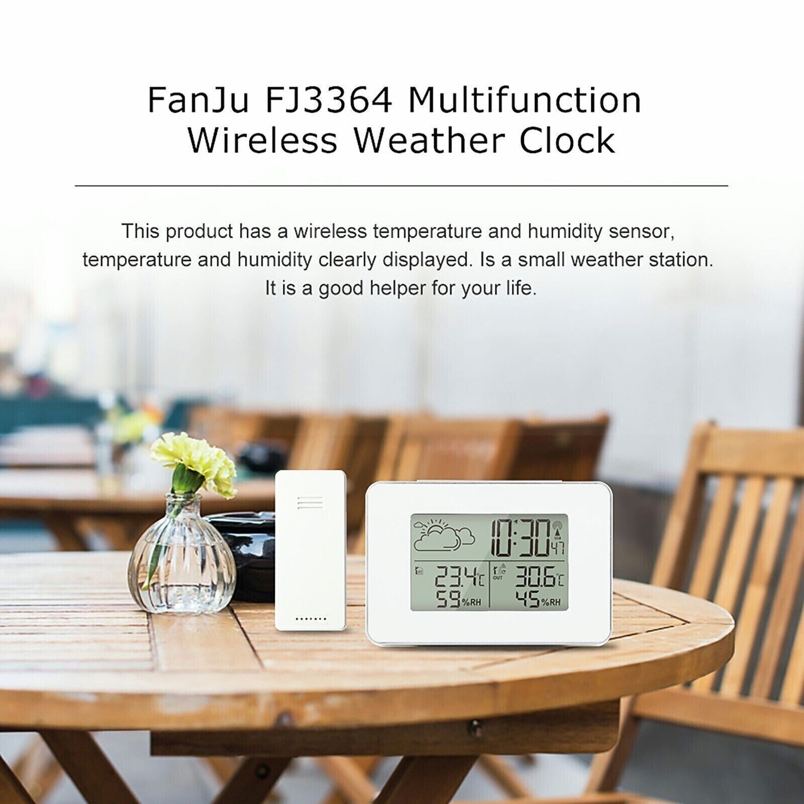 Wireless Indoor & Outdoor Weather Station Clock Calendar Digital LCD Thermometer