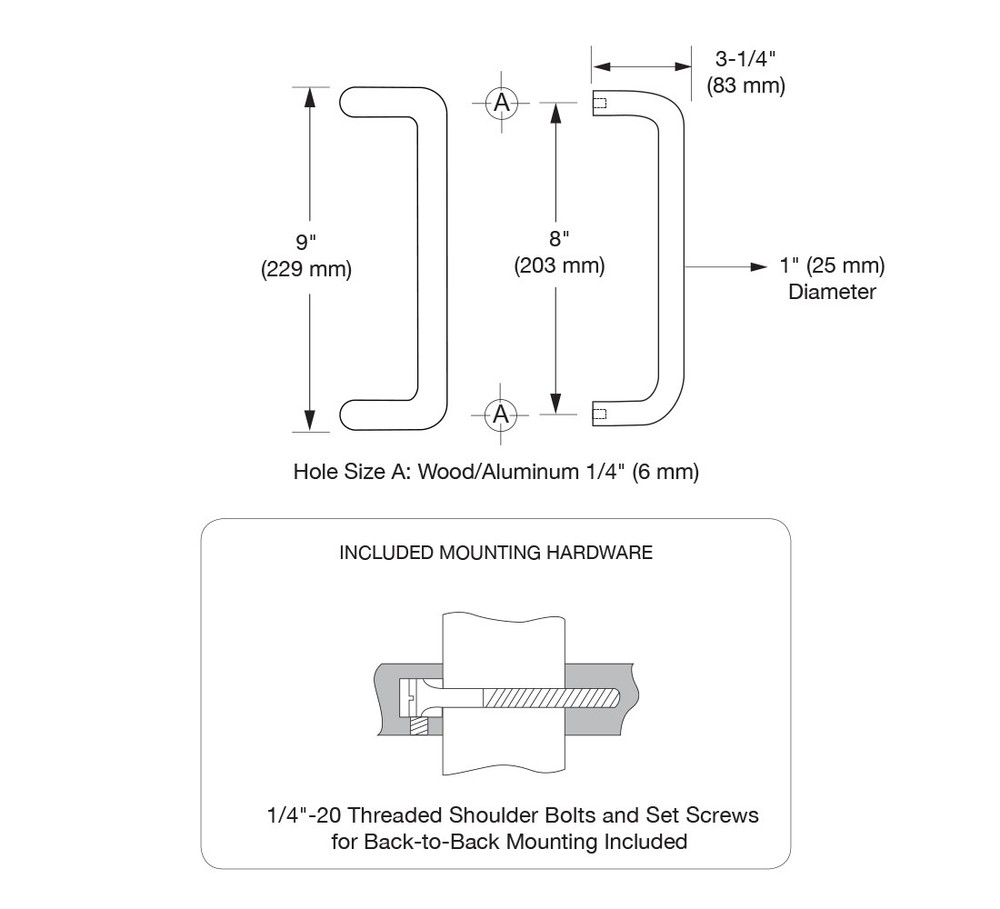 CRL M2174828 8" Clear Anodized Offset Pull Handles Back-to-Back