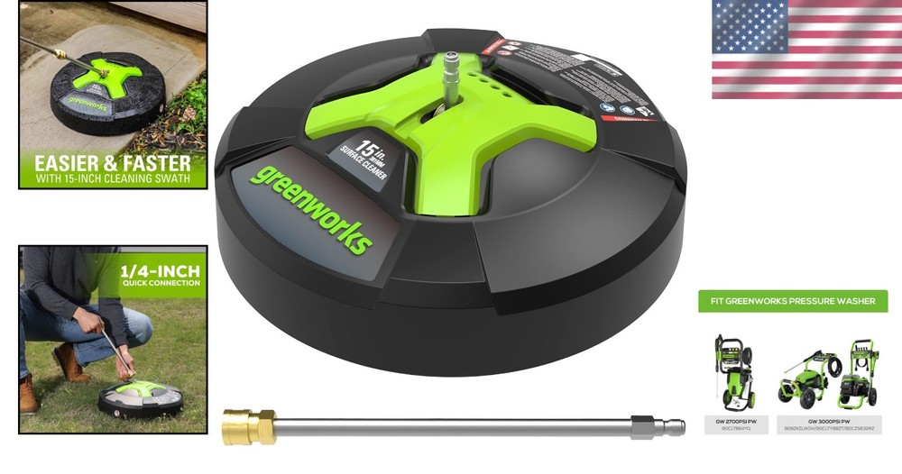 Versatile 15" Surface Cleaner - High Pressure Cleaning for Decks & Sidewalks