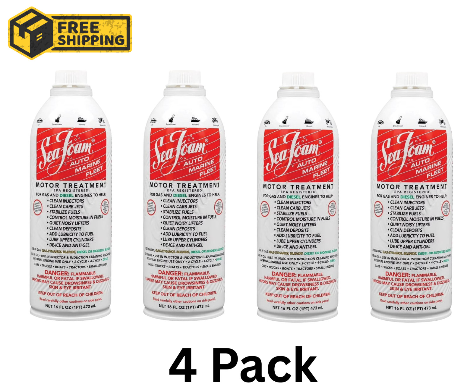 Sea Foam SF-16 Motor Treatment for Gas and Diesel Engines 16 oz. Pack Of 4