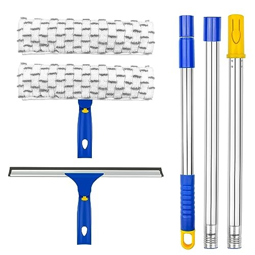 Squeegee for Window Cleaning,and 11" Microfiber Scrubber 12" Squeegee Blue