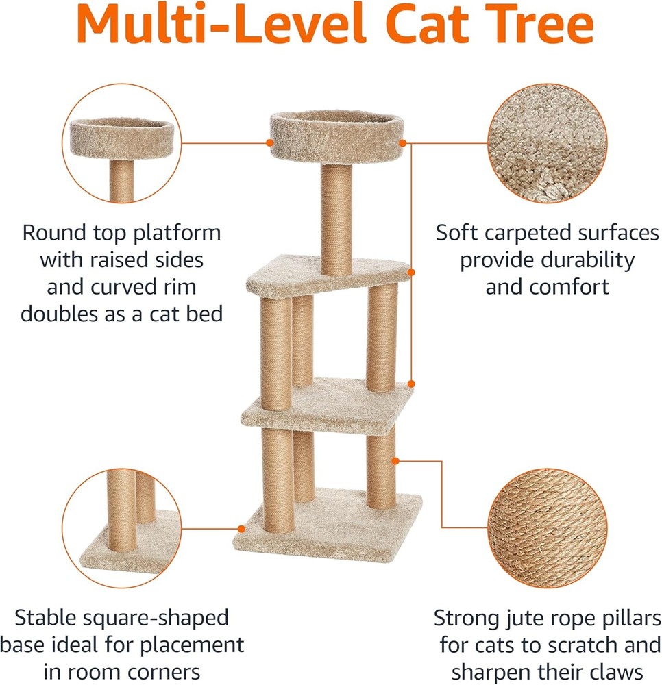 Cat Tree Indoor Cat & Kittens Multi-Level Climbing Activity Tower W/ Scratching